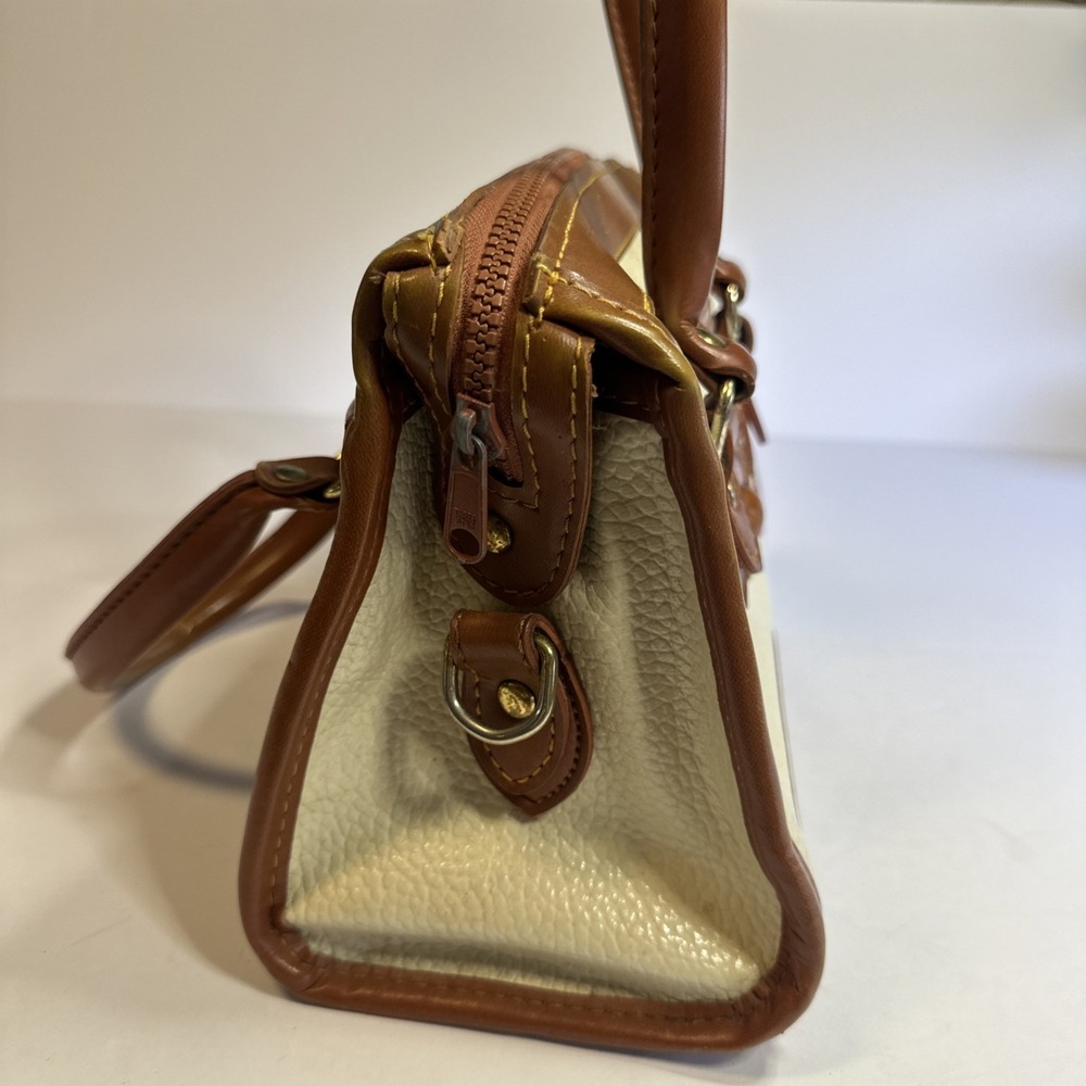 Vintage Dooney & Bourke Bone White/ Tan Leather Shoulder Bag No Strap - Picture 3 of 11
